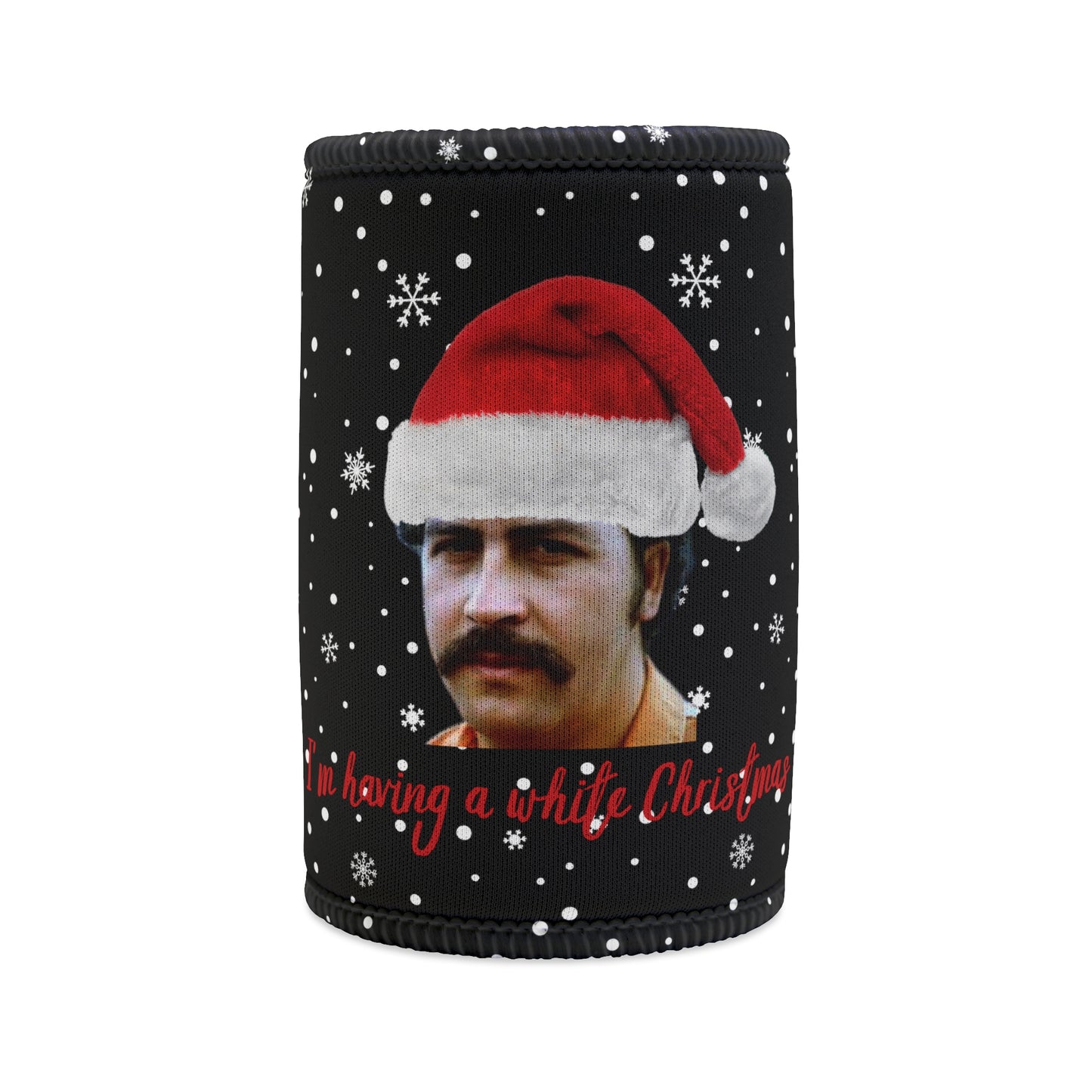 Pablo escobar white Christmas stubby cooler