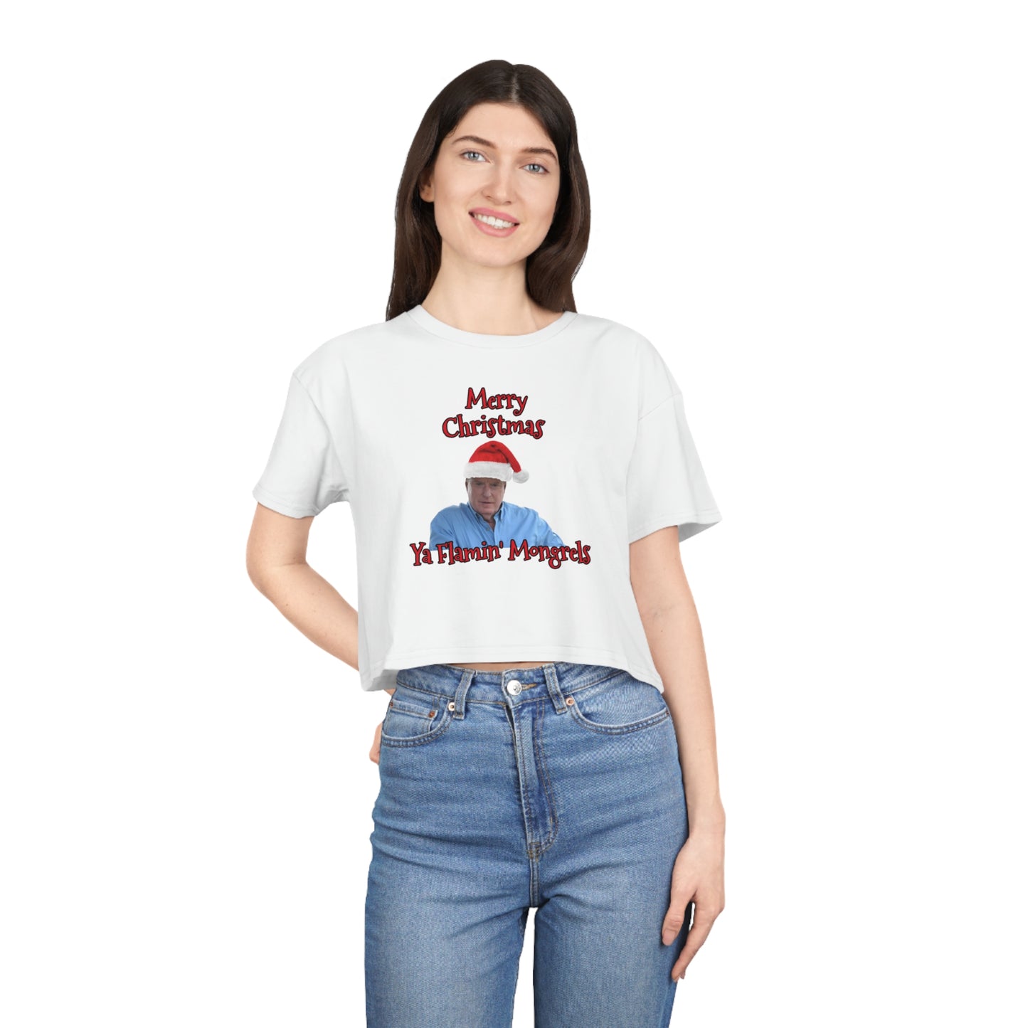 Merry Christmas Ya Flamin' Mongrels cropped tee