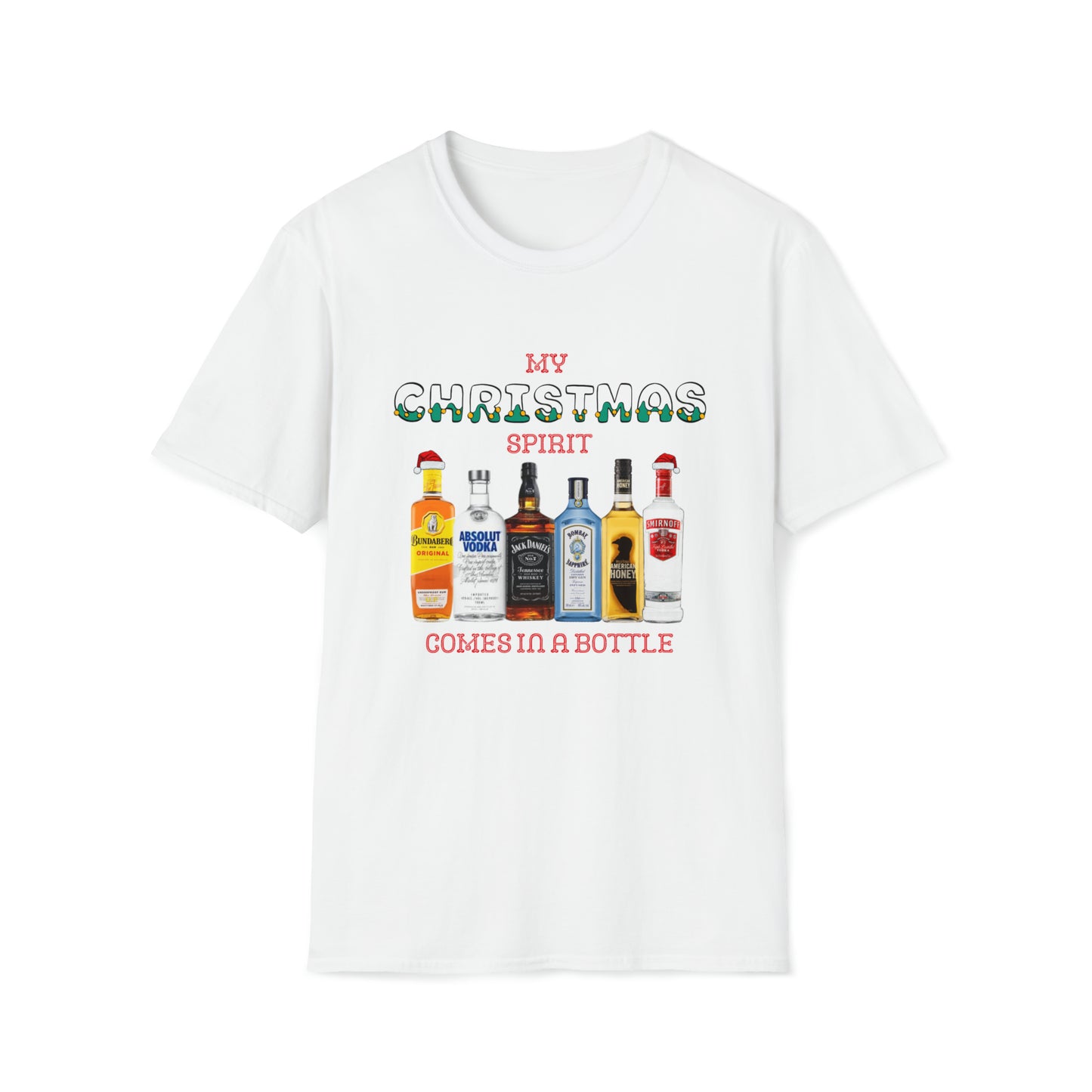 My Christmas spirit comes in a bottle t-shirt