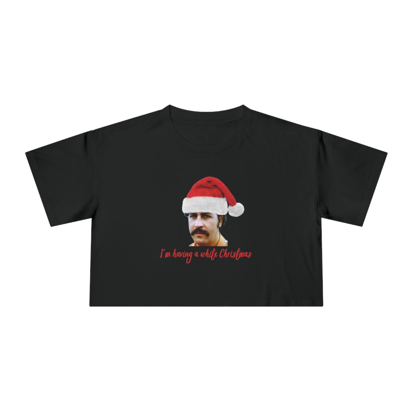 Pablo Escobar white Christmas cropped tee