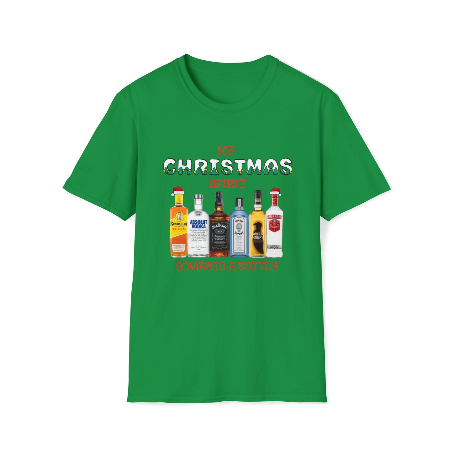 My Christmas spirit comes in a bottle t-shirt